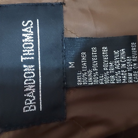 Brandon ThomasLeather Jacket With Animal Faux Fur Sz-M - Picture 7 of 8